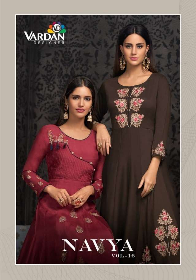 NAVYA VOL-16 BY VARDAN DESIGNER 1601 TO 1603 SERIES MUSLIN EMBROIDERY WORK GOWNS