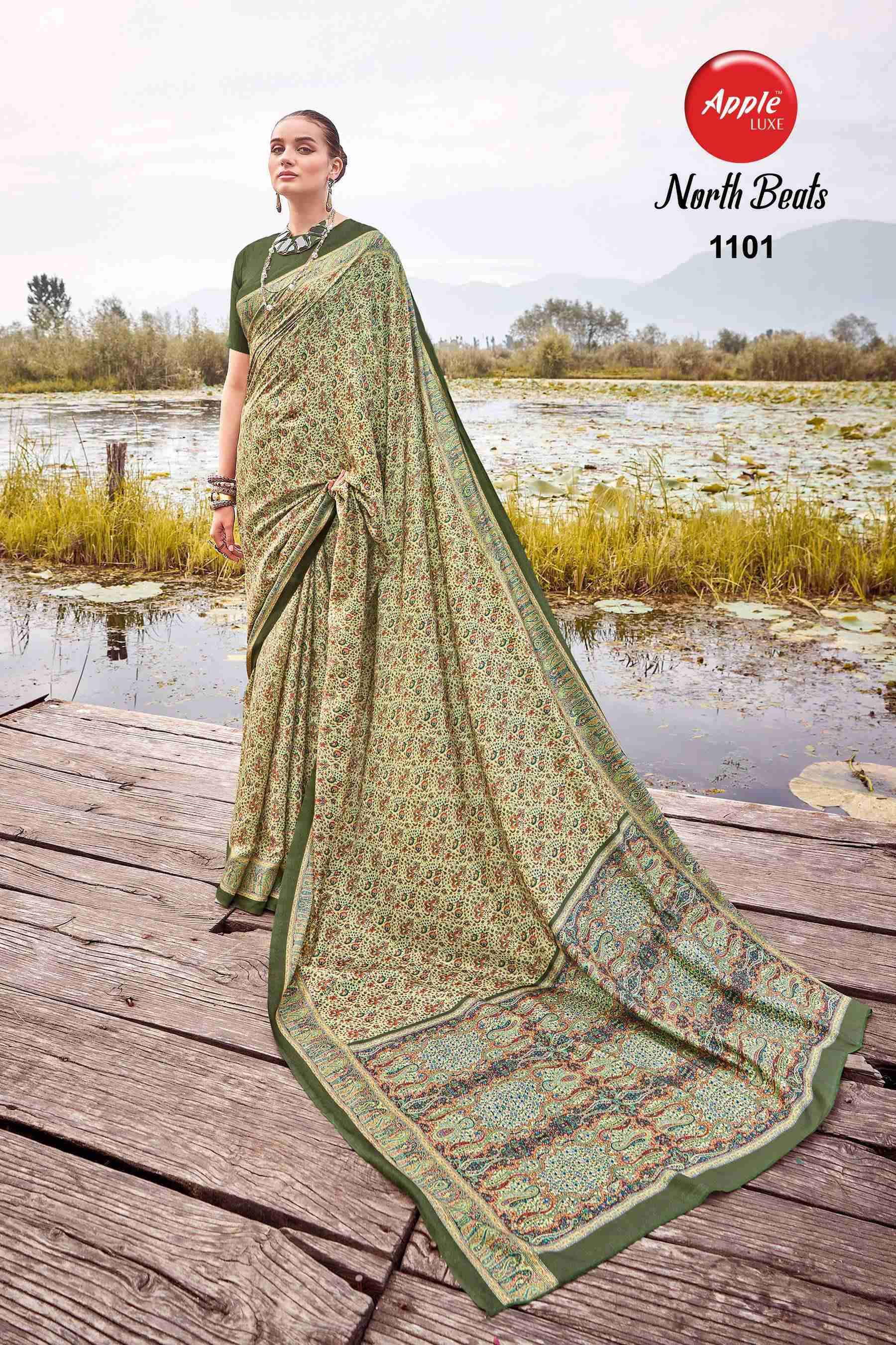 NORTH BEATS BY APPLE 1101 TO 1108 SERIES PASHMINA SILK PRINT CASUAL WEAR SAREES