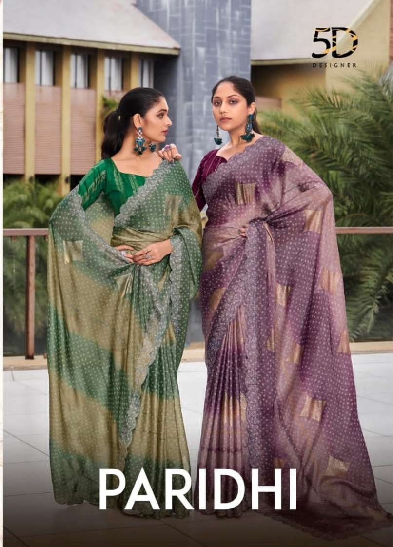 PARIDHI BY 5D DESIGNER 4673 TO 4679 SERIES CHIFFON BRASSO PRINT WORK SAREES