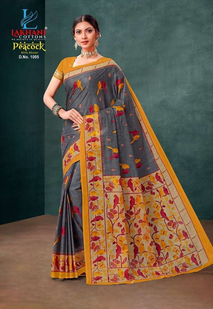 PEACOCK BY LAKHANI COTTON 1001 TO 1010 SERIES PURE COTTON PRINT SAREES