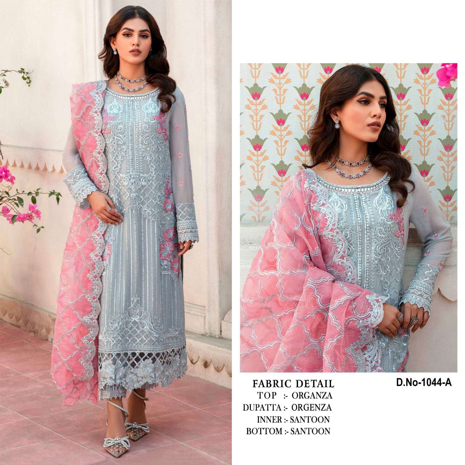 PK-1044 COLOURS BY AQSAWHOLESALE HEAVY ORGANZA EMBROIDERY WORK PAKISTANI DRESSES