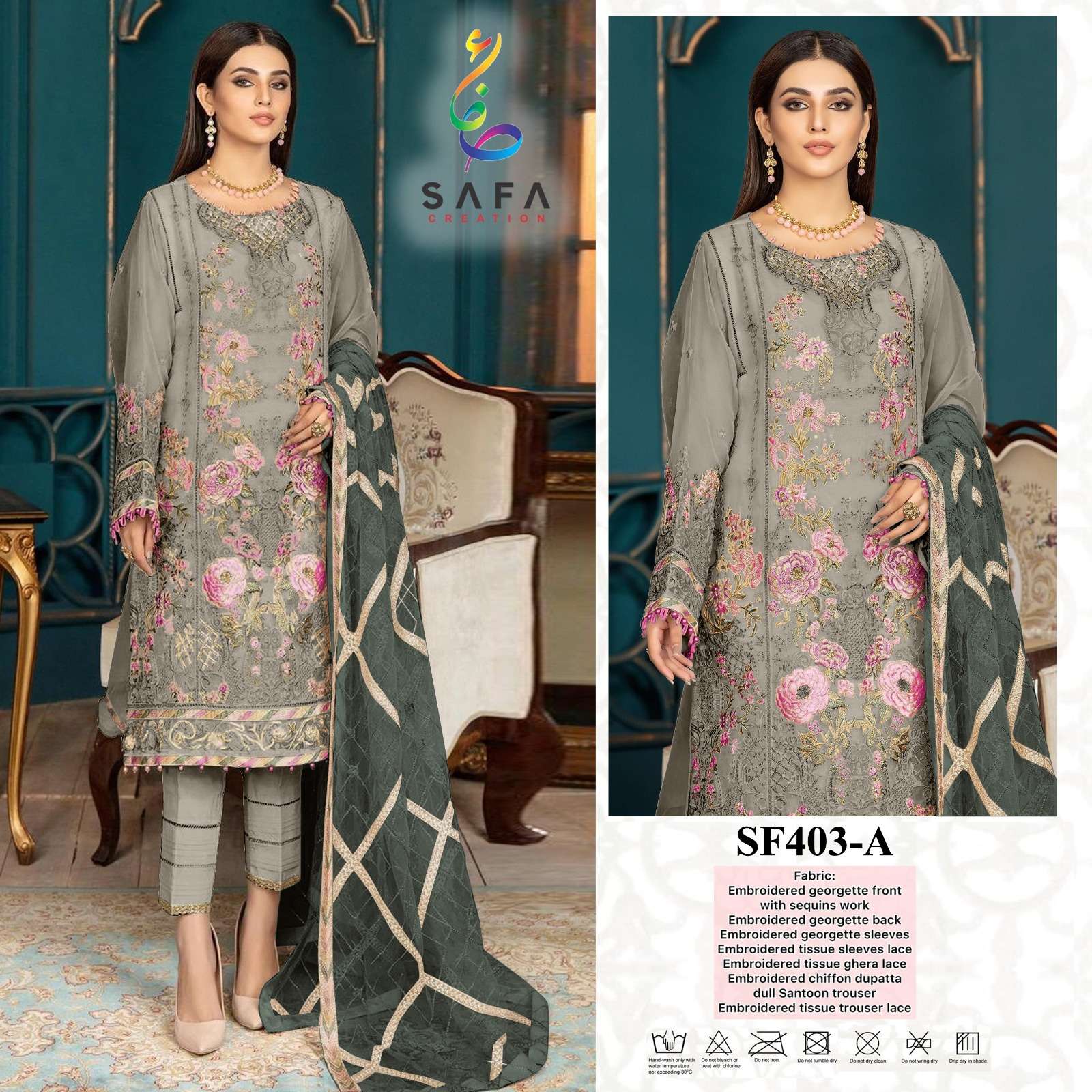 PK-403 COLOURS BY SAFA CREATION 403-A TO 403-D SERIES HEAVY GEORGETTE WORK PAKISTANI DRESSES