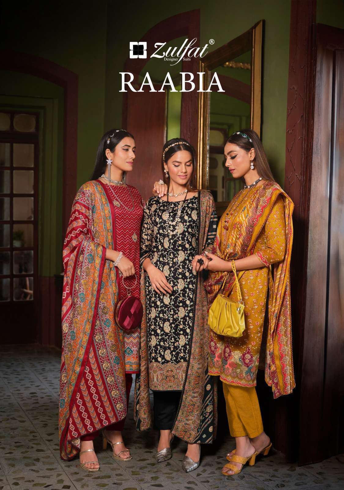 RAABIA BY ZULFAT 522-001 TO 522-008 SERIES PASHMINA PRINT WINTER WEAR DRESSES