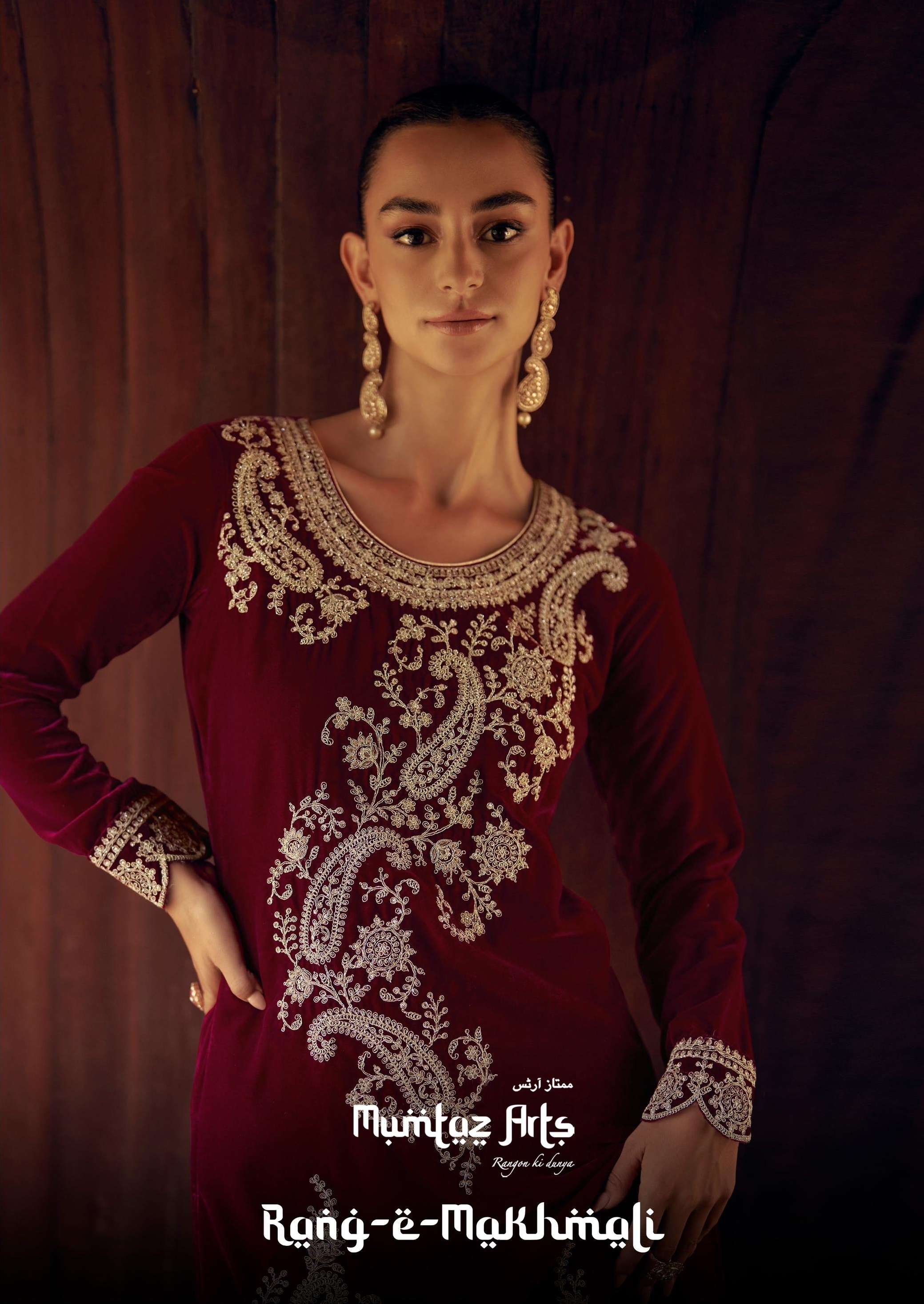 RANG-E-MAKHMALI BY MUMTAZ ARTS 54001 TO 54004 SERIES VELVET WORK WINTER WEAR DRESSES