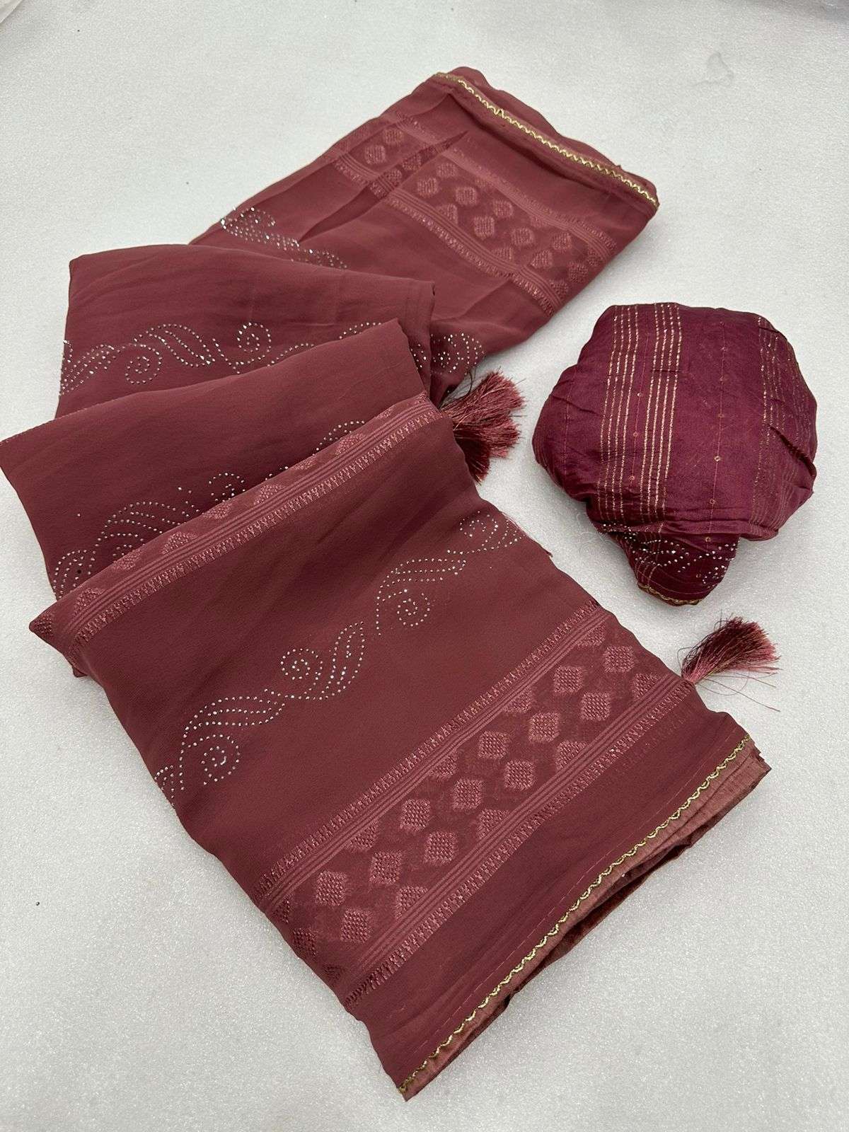 RASBURRY BY AQSAWHOLESALE FANCY JACQUARD DIAMOND WORK CASUAL WEAR SAREES