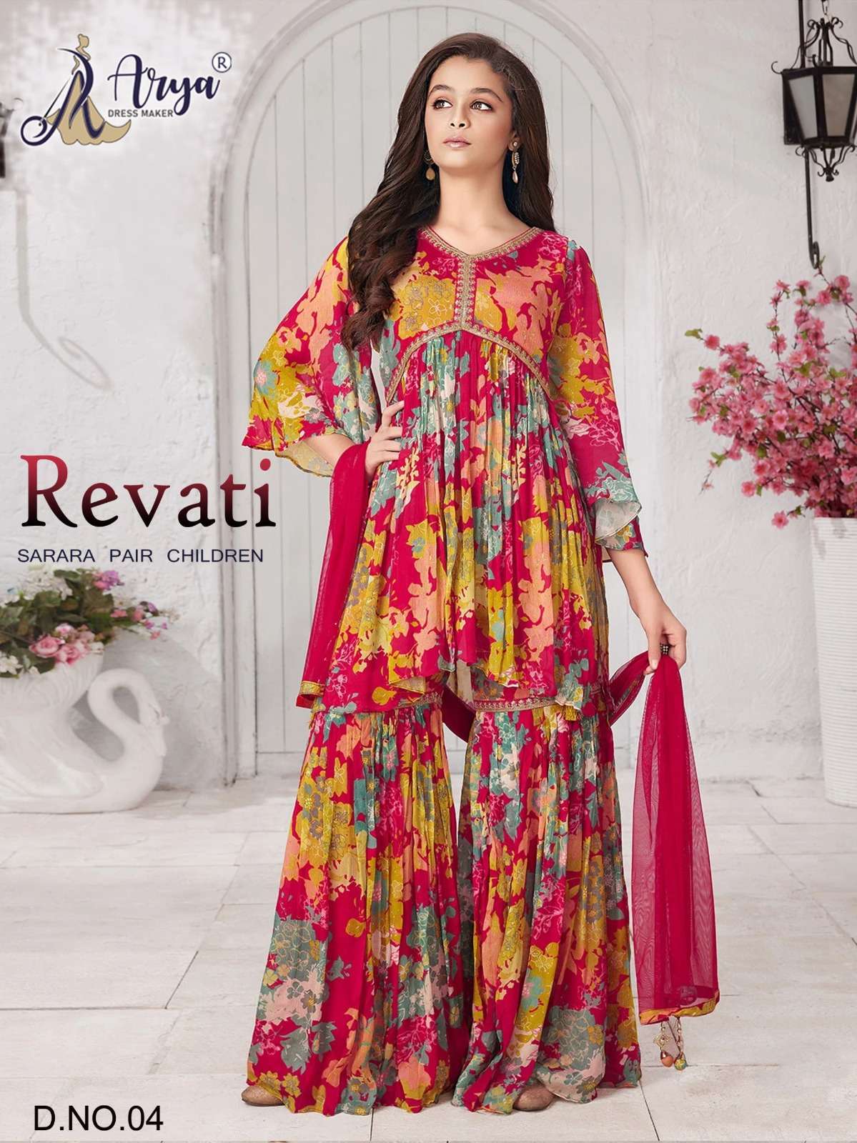 REVATI BY ARYA DRESS MAKER 01 TO 04 SERIES MUSLIN PRINT WORK READYMADE KIDS DRESSES