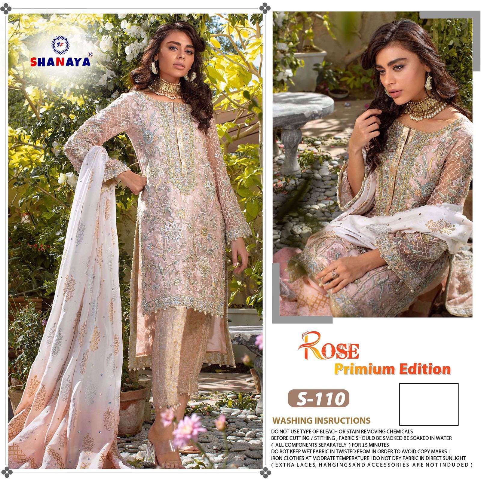 ROSE PREMIUM EDITION S-110 BY SHANAYA FASHION FAUX GEORGETTE WORK PAKISTANI DRESS