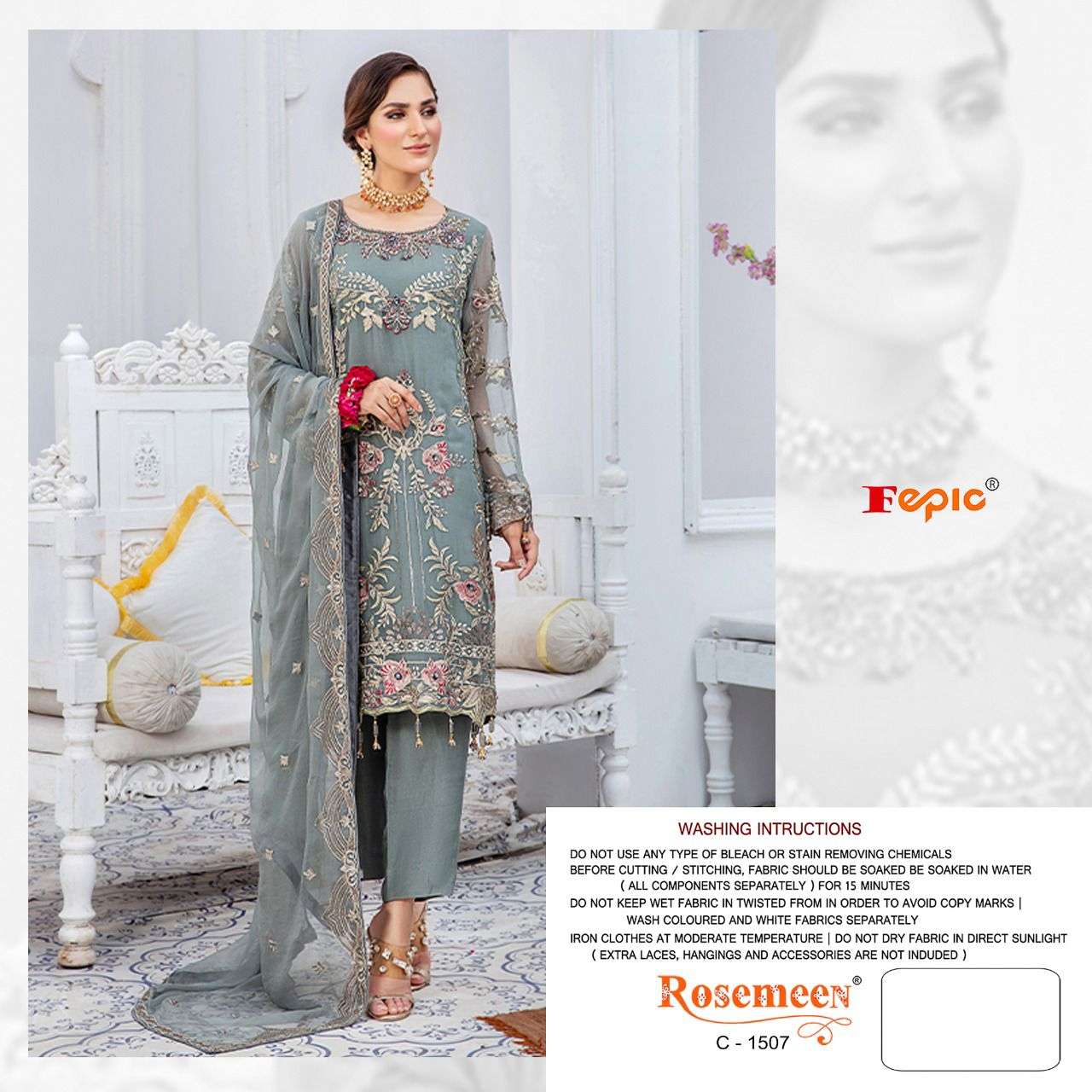 ROSEMEEN 1507 HIT DESIGN BY FEPIC GEORGETTE EMBROIDERY WORK PAKISTANI DRESS