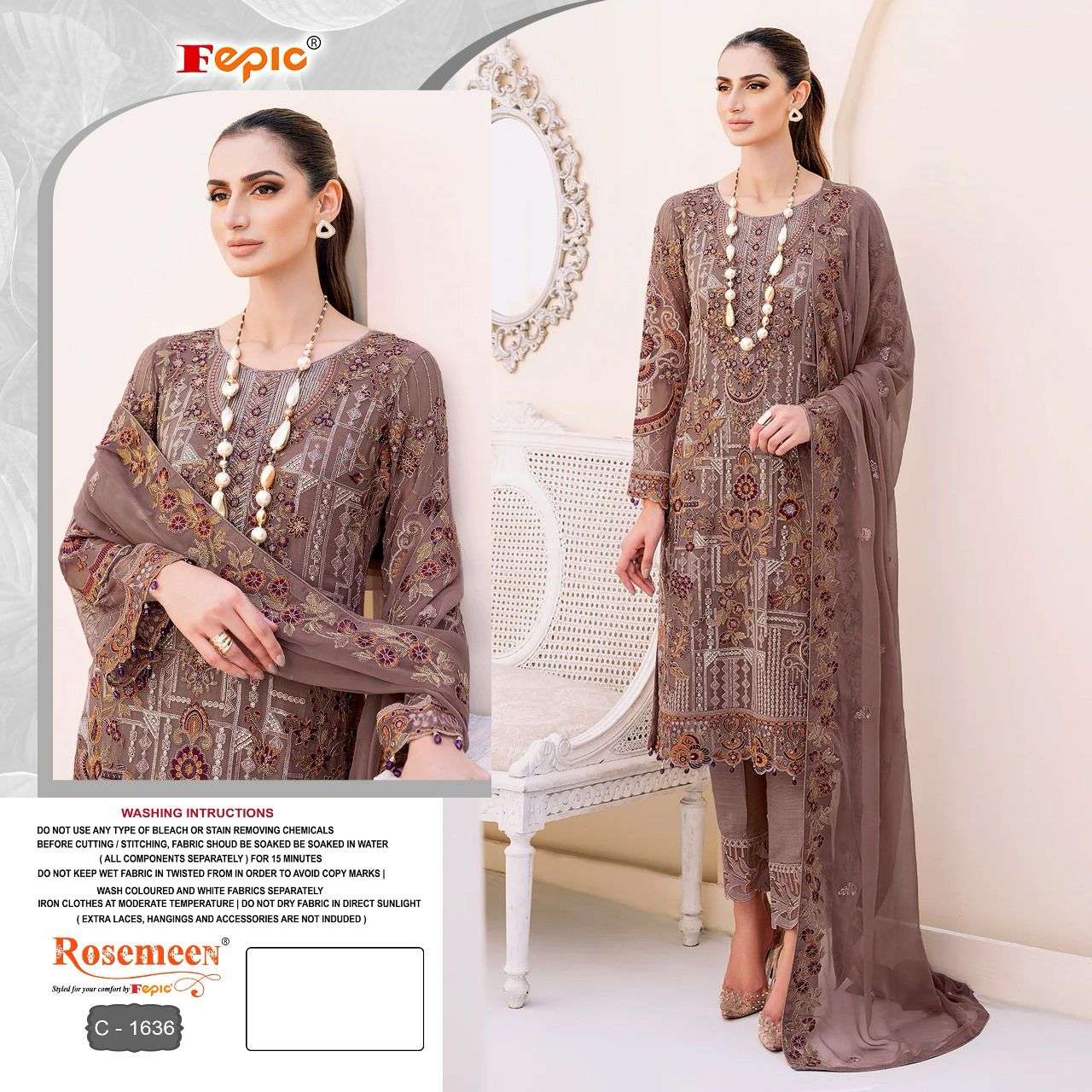 ROSEMEEN 1636 HIT DESIGN BY FEPIC GEORGETTE EMBROIDERY WORK PAKISTANI DRESS