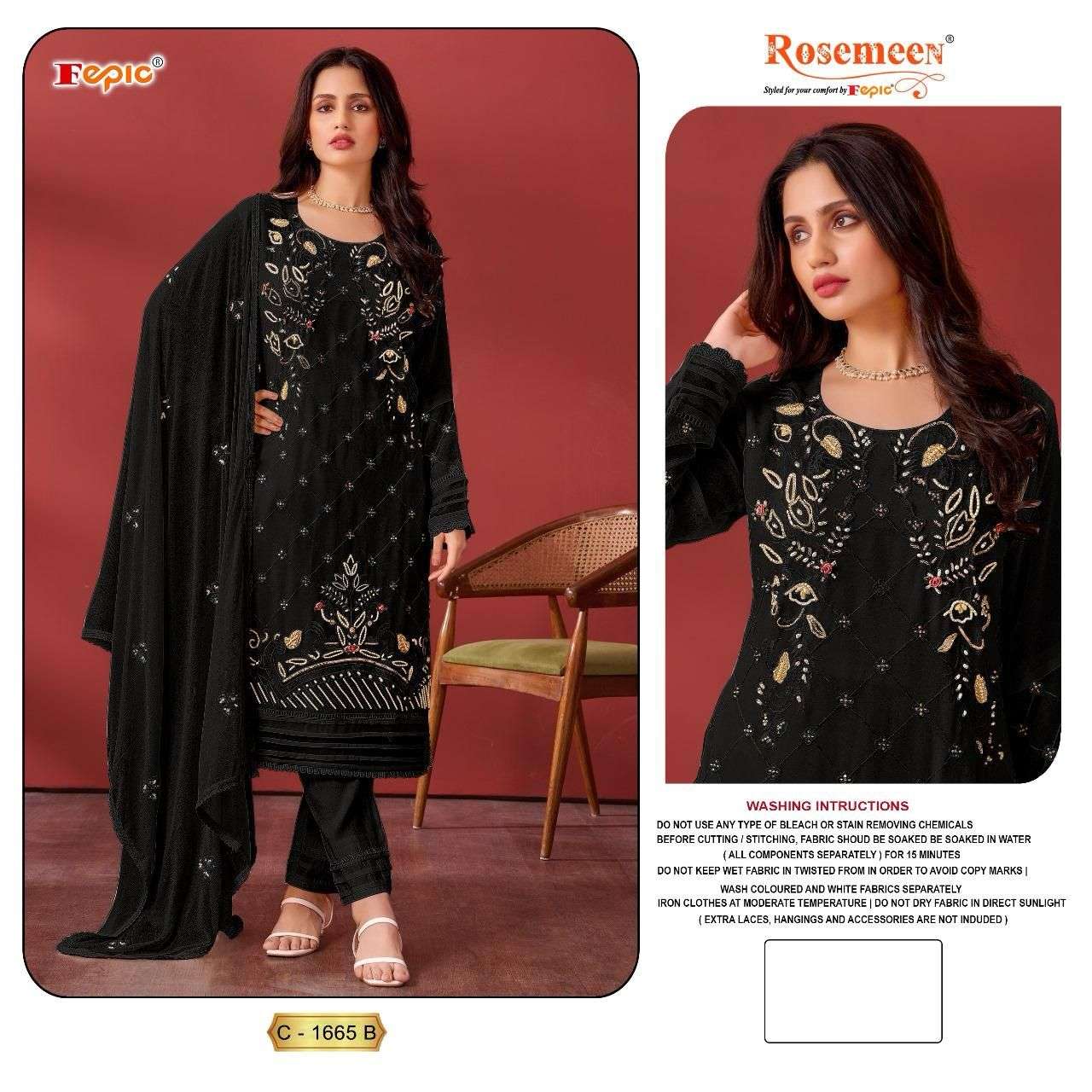 ROSEMEEN 1665 COLOURS BY FEPIC 1665-A TO 1665-D SERIES GEORGETTE WORK PAKISTANI DRESSES