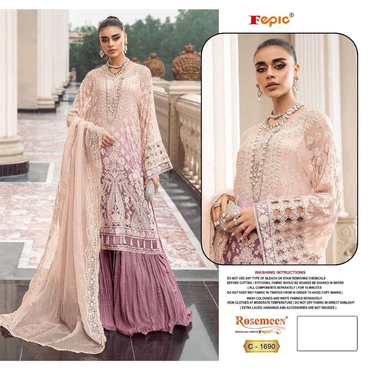 ROSEMEEN 1690 COLOURS BY FEPIC 1690-A TO 1690-D SERIES GEORGETTE WORK PAKISTANI DRESSES