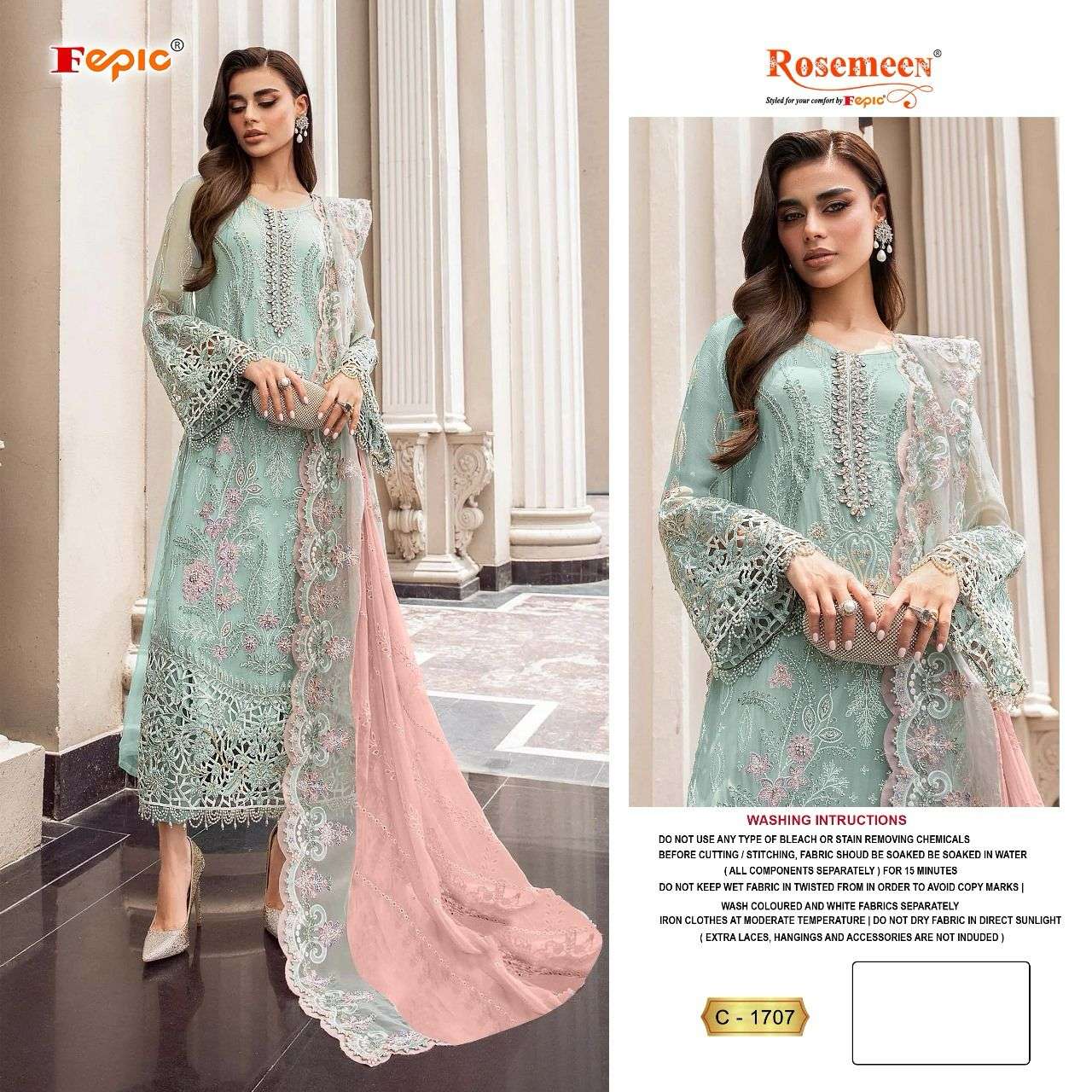 ROSEMEEN 1707 HIT DESIGN BY FEPIC GEORGETTE EMBROIDERY WORK PAKISTANI DRESS