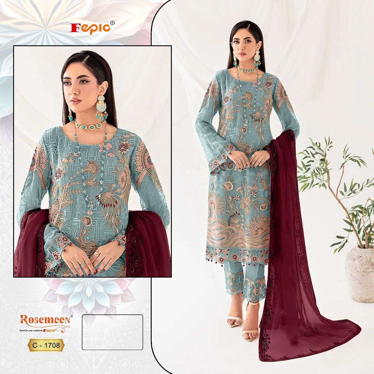 ROSEMEEN 1708 HIT DESIGN BY FEPIC GEORGETTE EMBROIDERY WORK PAKISTANI DRESS