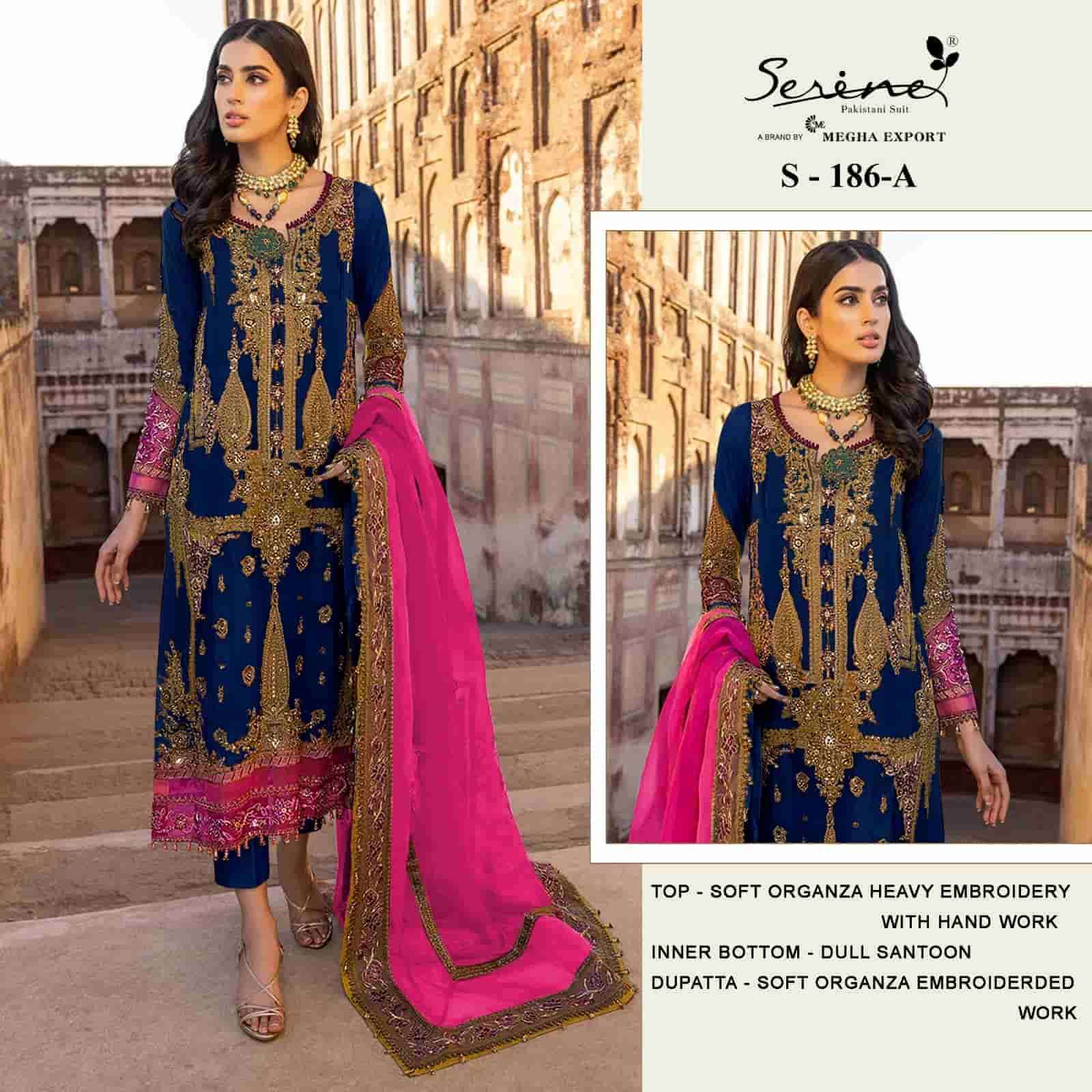 S-186 COLOURS BY SERINE 186-A TO 186-D SERIES ORGANZA HEAVY EMBROIDERY PAKISTANI DRESSES