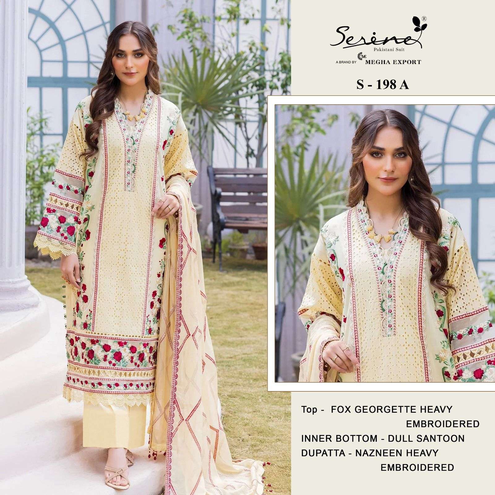 S-198 COLOURS BY SERINE 198-A TO 198-D SERIES FAUX GEORGETTE WORK PAKISTANI DRESSES