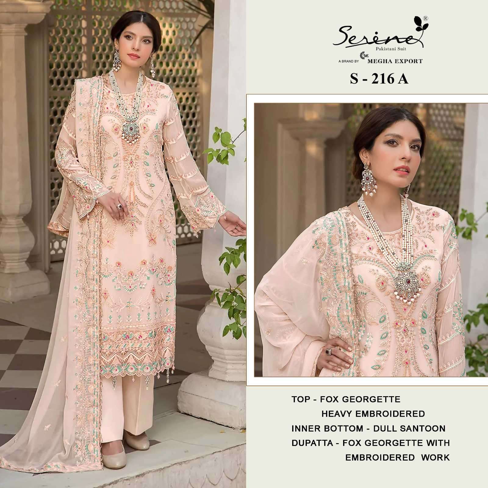 S-216 COLOURS BY ERINE 216-A TO 216-D SERIES FAUX GEORGETTE EMBRODIERY WORK DRESSES