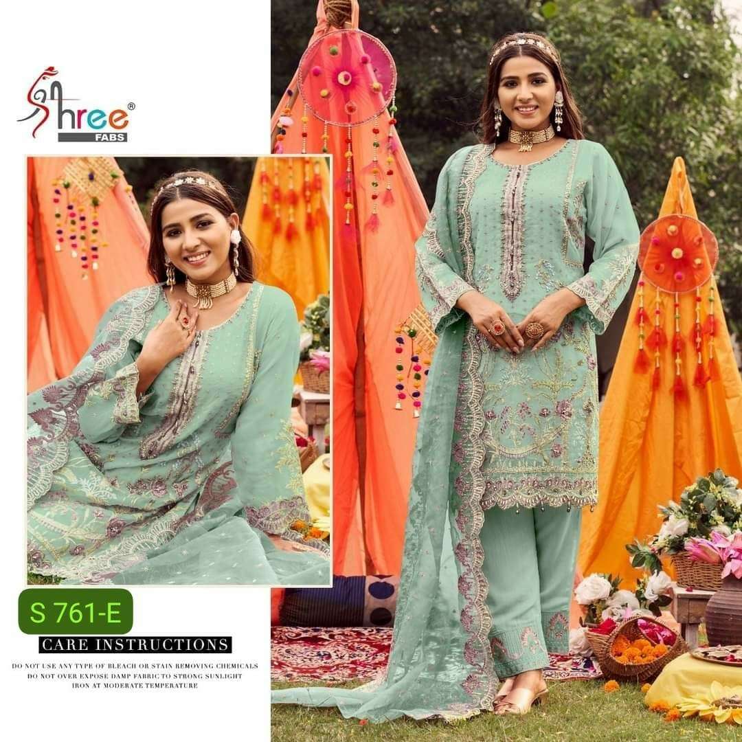 S-761 HIT DESIGN BY SHREE FABS ORGANZA EMBROIDERY WORK PAKISTANI DRESS