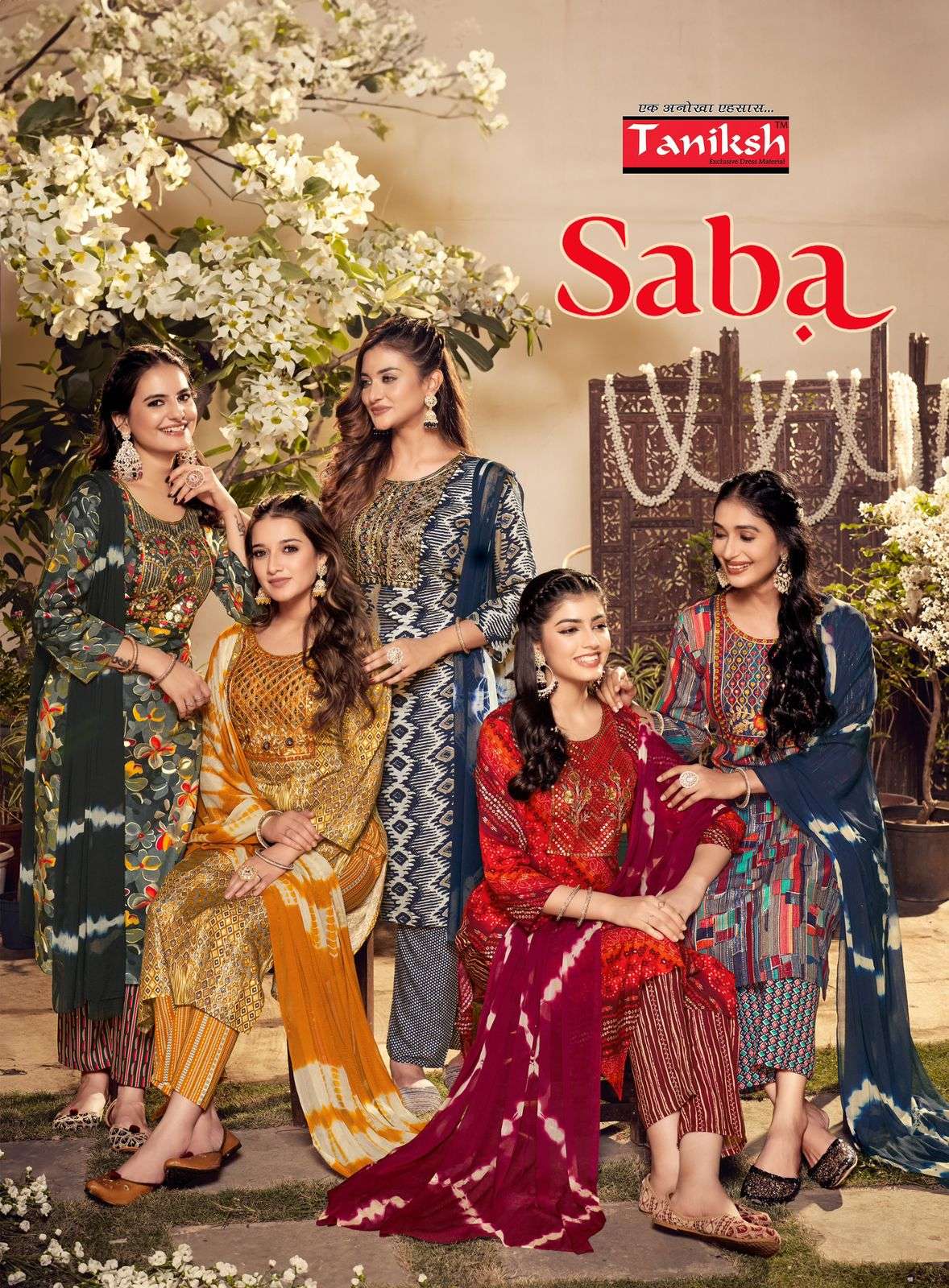 SABA BY TANIKSH 1001 TO 1008 SERIES RAYON PRINT SEQUENCE WORK READYMADE DRESSES