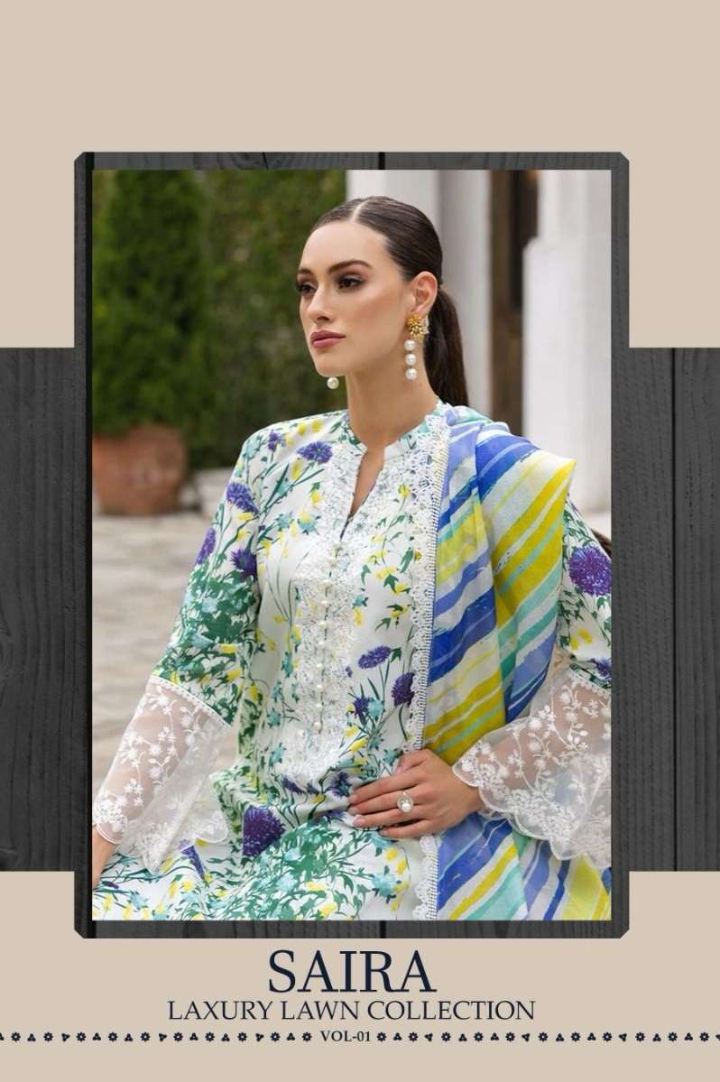 SAIRA LUXURY LAWN COLLECTION BY JIHAN 3389 TO 3392 SERIES PURE LAWN COTTON PAKISTANI DRESSES