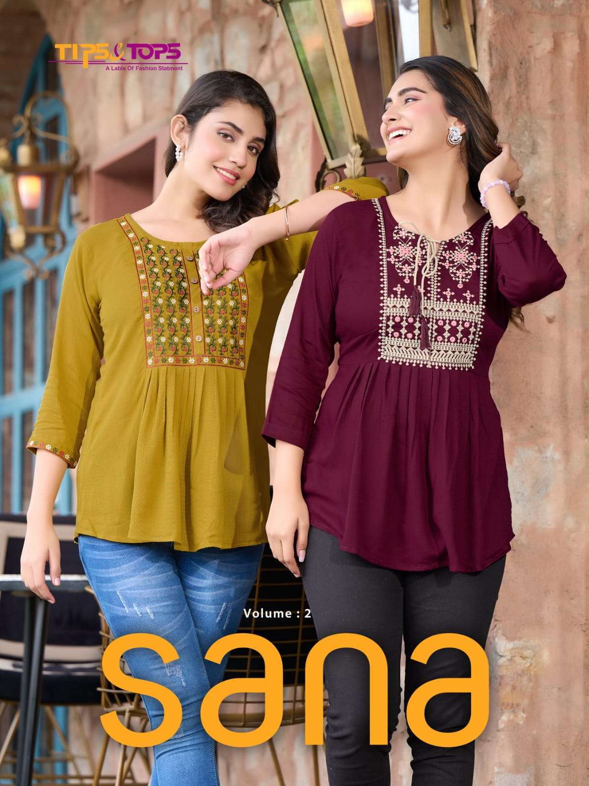 SANA VOL-2 BY TIPS & TOPS 201 TO 208 SERIES RAYON EMBROIDERY WORK TOPS