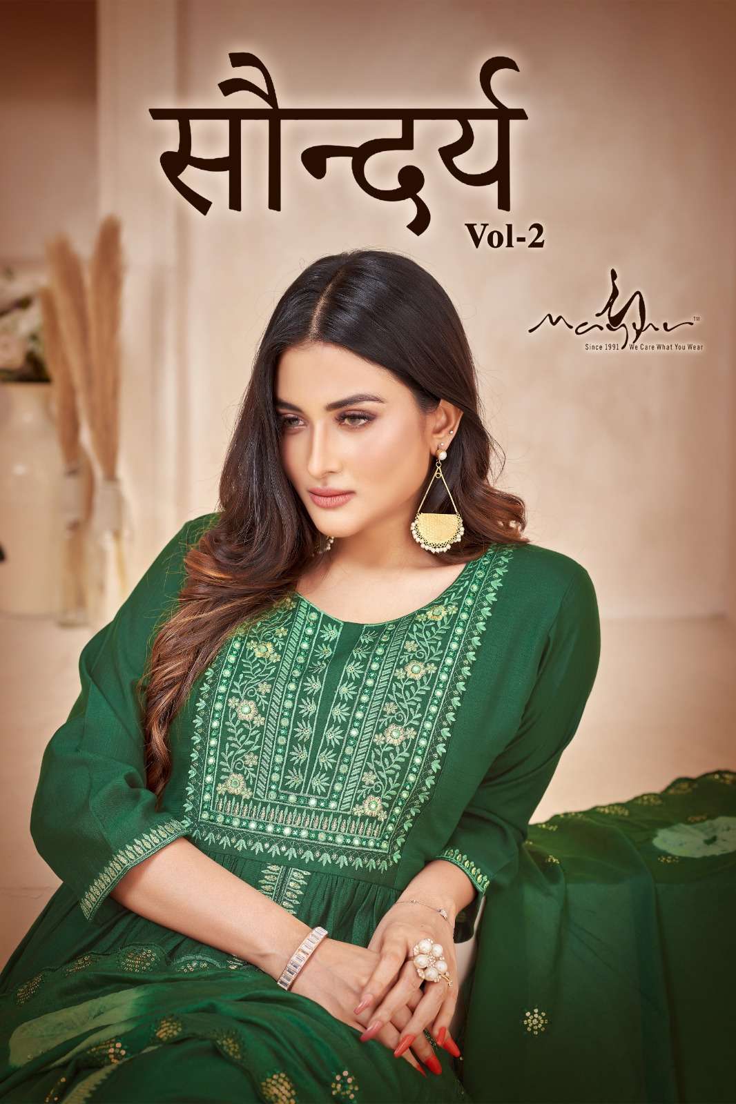 SAUNDARYA VOL-2 BY MAYUR 201 TO 206 SERIES VISCOSE SILK WORK READYMADE DRESSES