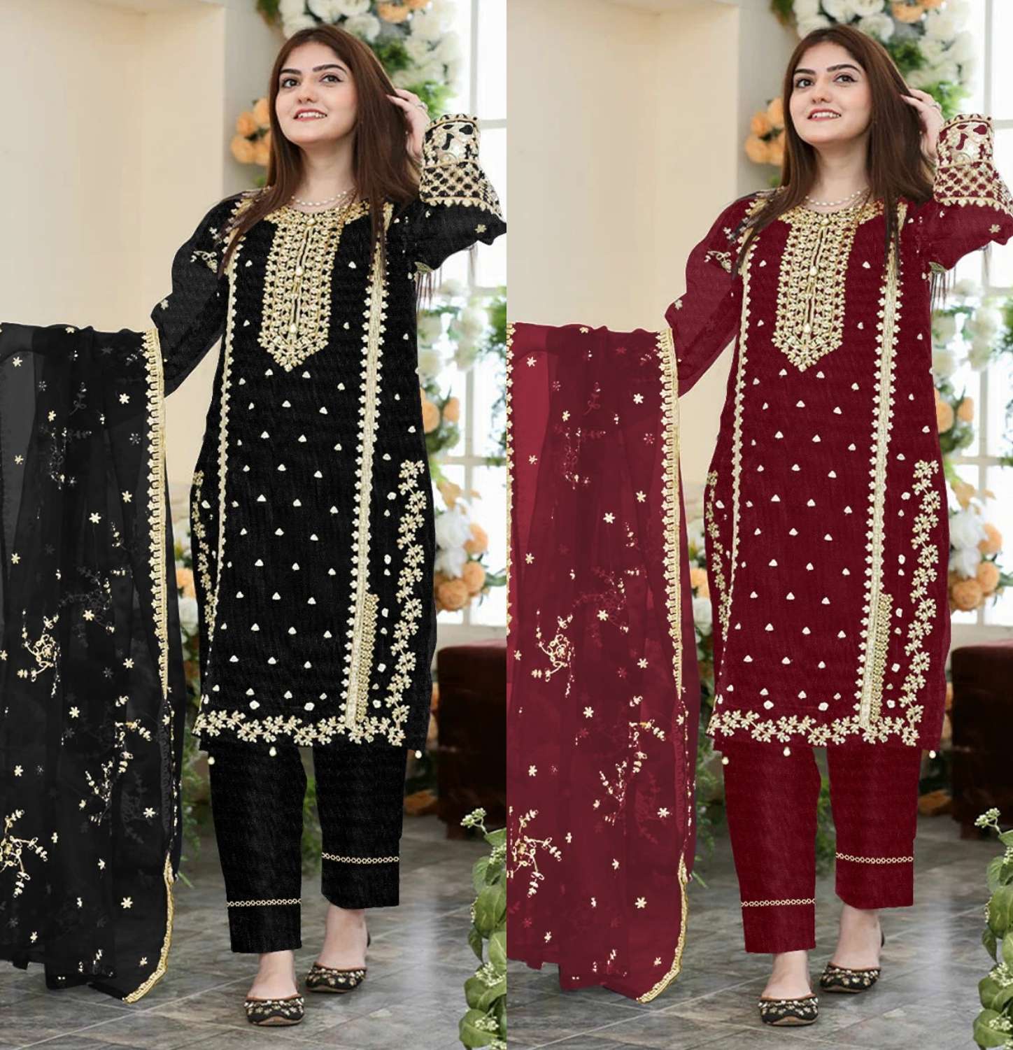 SAYA R-16 NX BY AQSAWHOLESALE VELVET HEAVY EMBROIDERY WORK READYMADE DRESSES