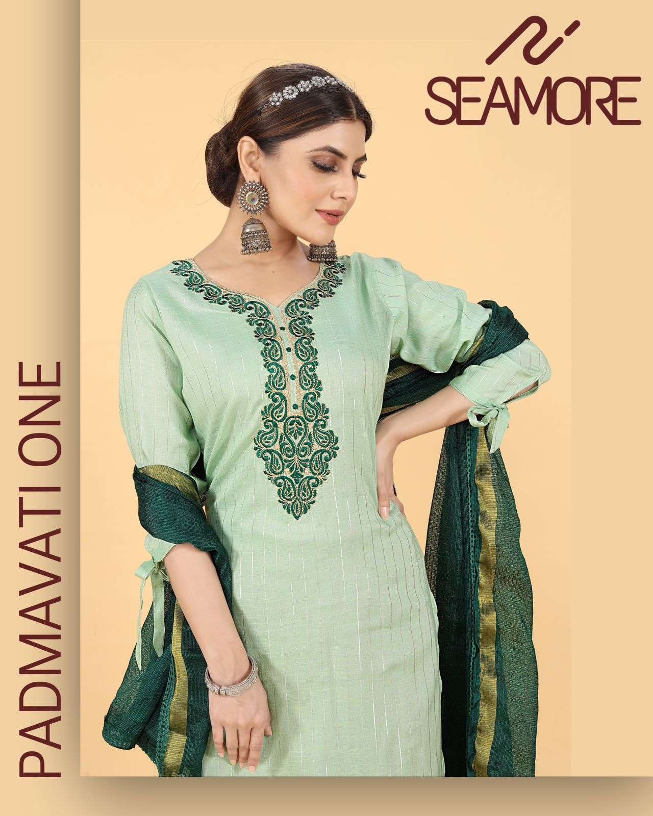 SEAMORE PADMAVATI BY AQSAWHOLESALE 5001 TO 5003 SERIES RAYON LUREX READYMADE DRESSES