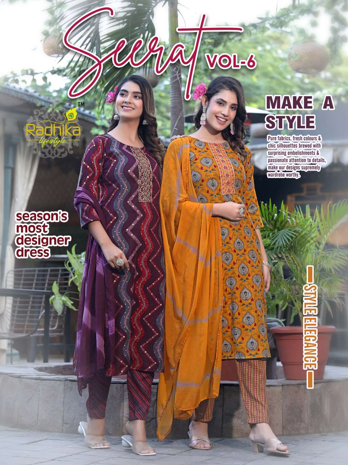 SEERAT VOL-6 BY RADHIKA LIFESTYLE 6001 TO 6008 SERIES RAYON CAPSULE READYMADE DRESSES