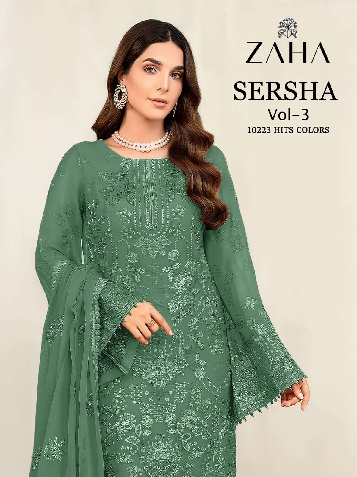 SERSHA VOL-3 BY ZAHA 10223-A TO 10223-D SERIES FAUX GEORGETTE WORK PAKISTANI DRESSES