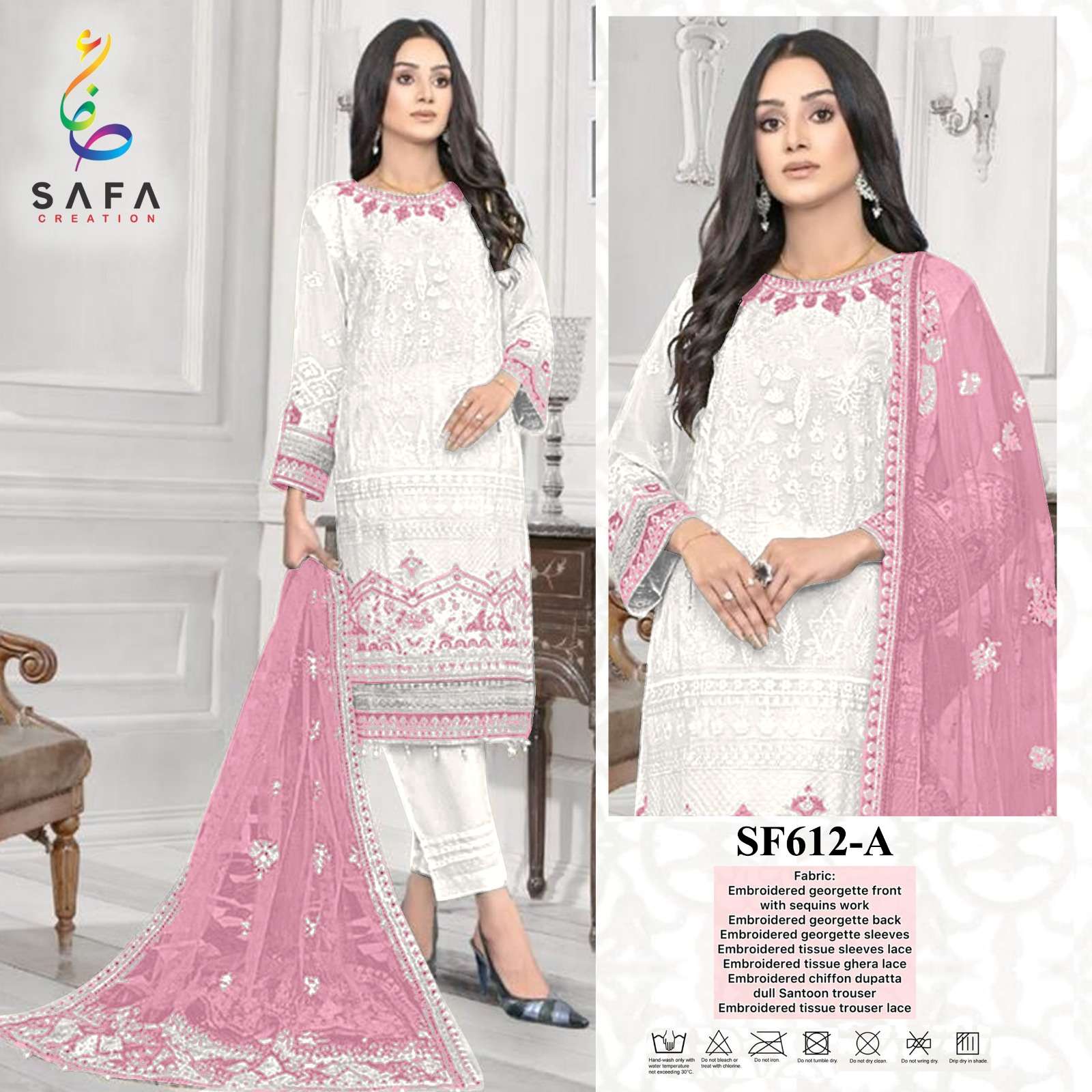 SF-612 NEW COLOURS BY SAFA CREATION HEAVY GEORGETTE EMBRODIERY PAKISTANI DRESSES