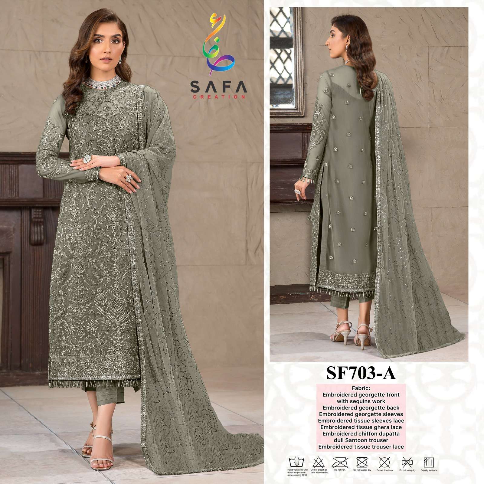 SF-703 COLOURS BY SAFA CREATION 703-A TO 703-F SERIES GEORGETTE WORK PAKISTANI DRESSES