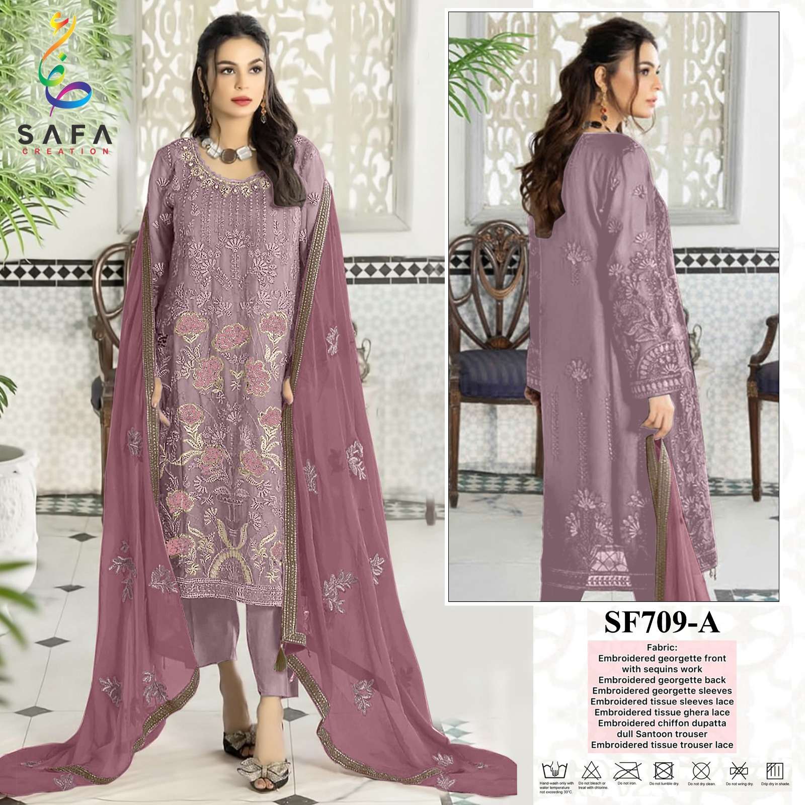 SF-709 COLOURS BY SAFA CREATION 709-A TO 709-D SERIES GEORGETTE WORK PAKISTANI DRESSES