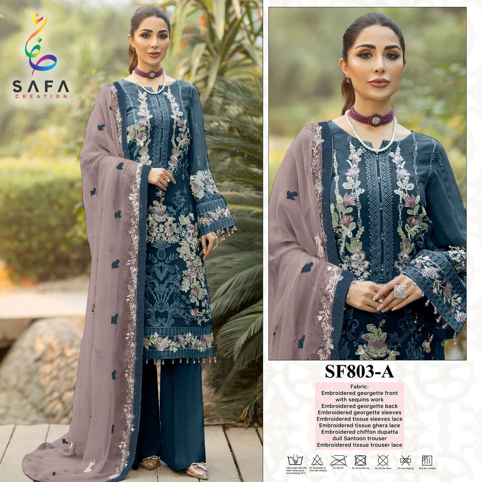 SF-803 COLOURS BY SAFA CREATION 803-A TO 803-E SERIES GEORGETTE WORK PAKISTANI DRESSES