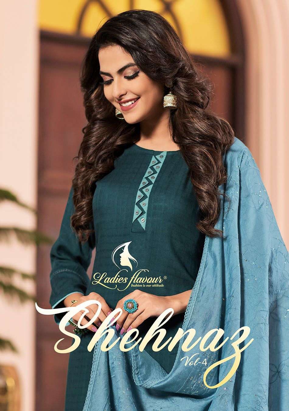 SHEHNAZ VOL-4 BY LADIES FLAVOUR 4001 TO 4004 SERIES RAYON HEAVY WORK READYMADE DRESSES