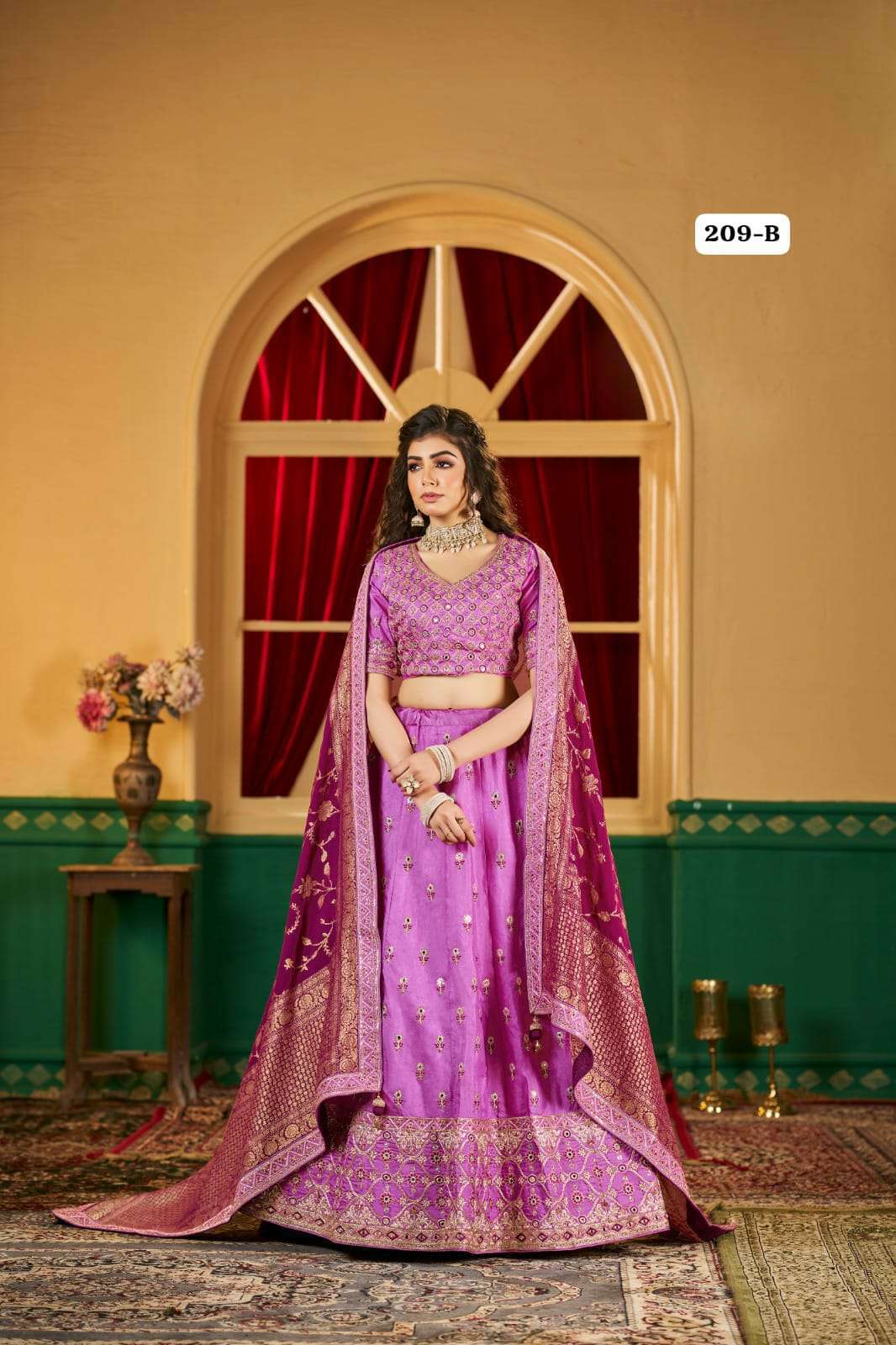 SHISHA KESHAV VOL-2 BY AQSAWHOLESALE 201 TO 210 SERIES VISCOSE SILK WORK FESTIVE LEHENGAS