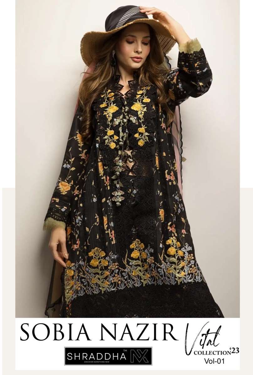 SHRADDHA NX SOBIA NAZIR VITAL COLLECTION 23 BY AQSAWHOLESALE LAWN WORK PAKISTANI DRESSES