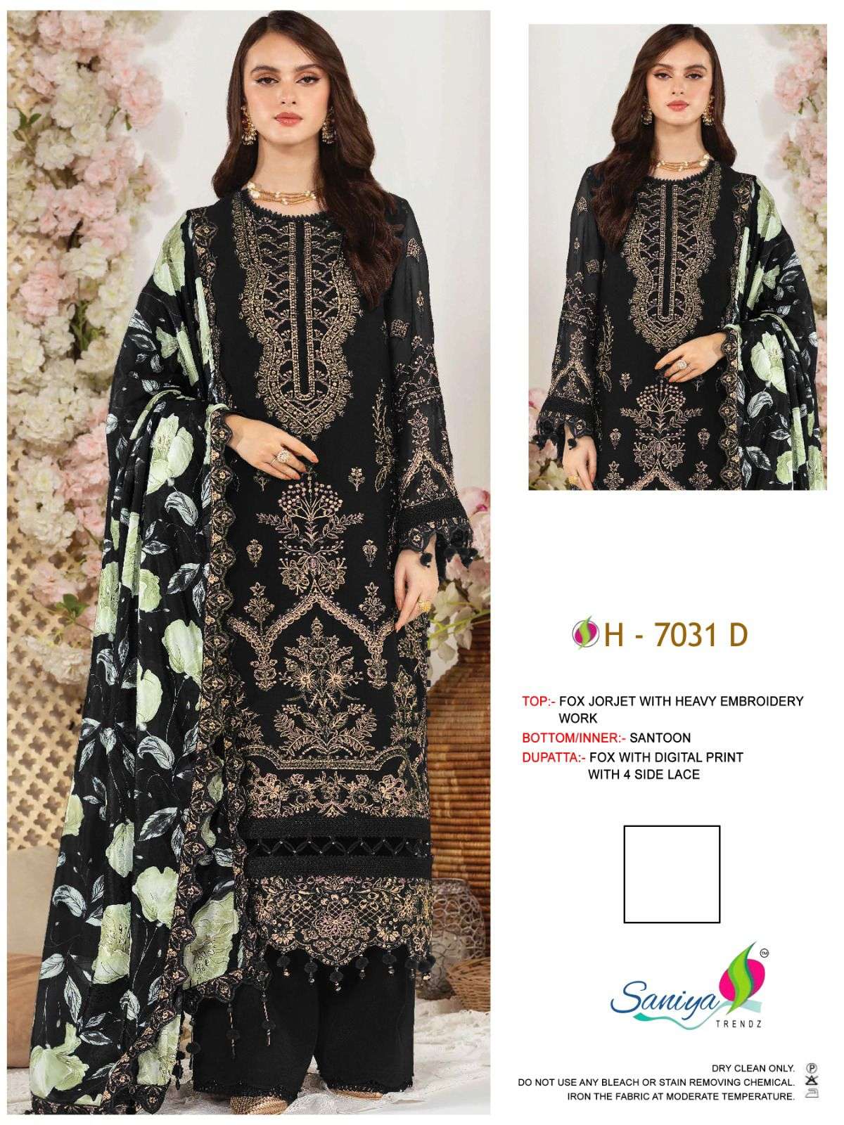 ST-7031 COLOURS BY SANIYA TRENDZ 7031-A TO 7031-D SERIES FAUX GEORGETTE WORK DRESSES