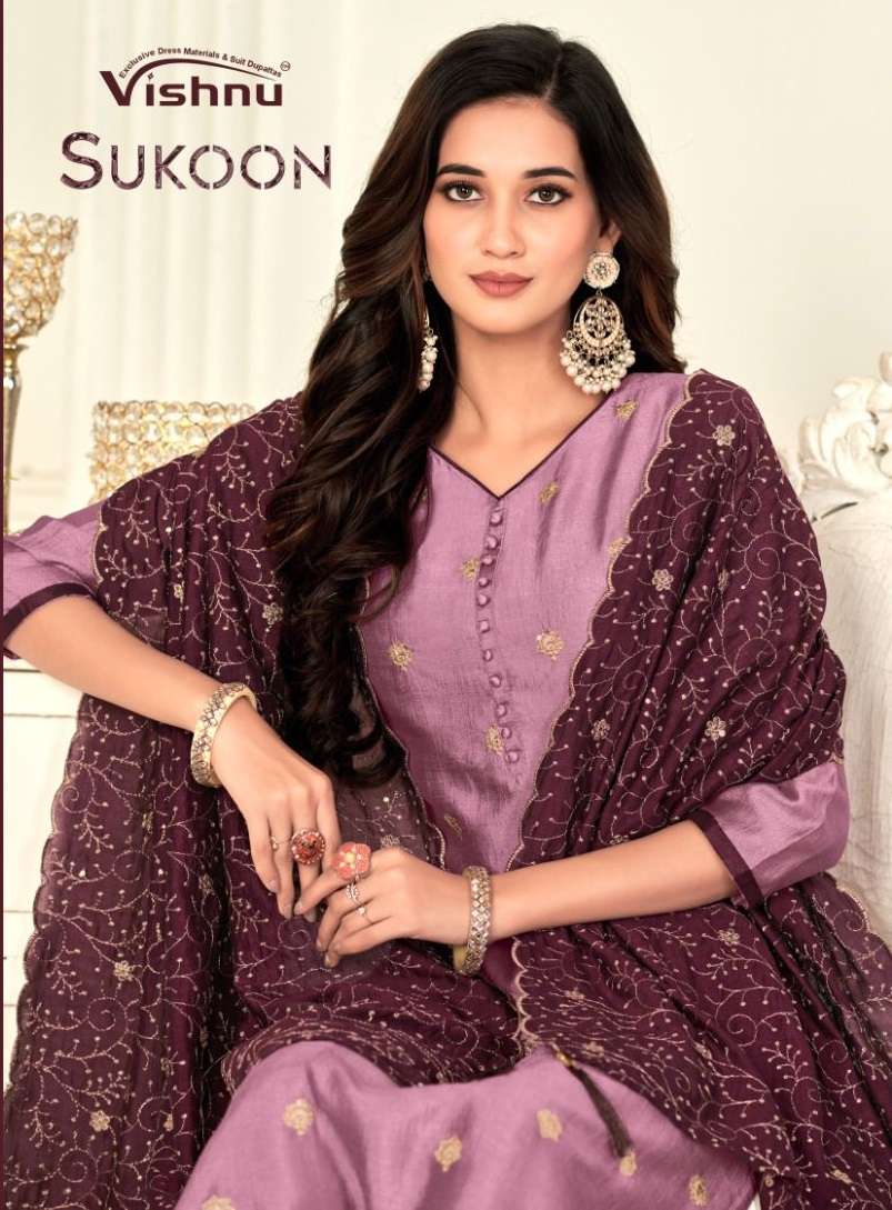 SUKOON BY VISHNU 26001 TO 26011 SERIES VICHITRA SILK EMBROIDERY WORK DRESSES