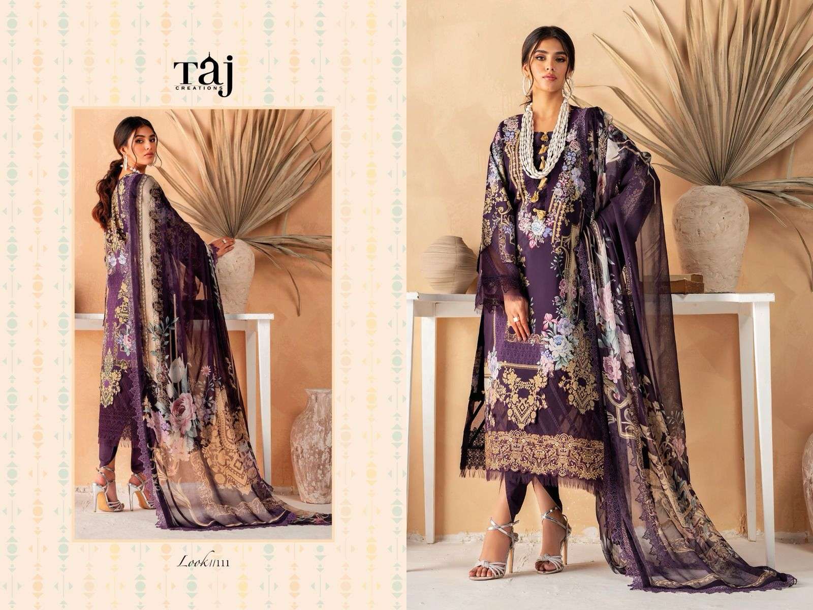 TAJ 111 HIT DESIGN BY TAJ CREATION PURE COTTON PRINT WORK PAKISTANI DRESS