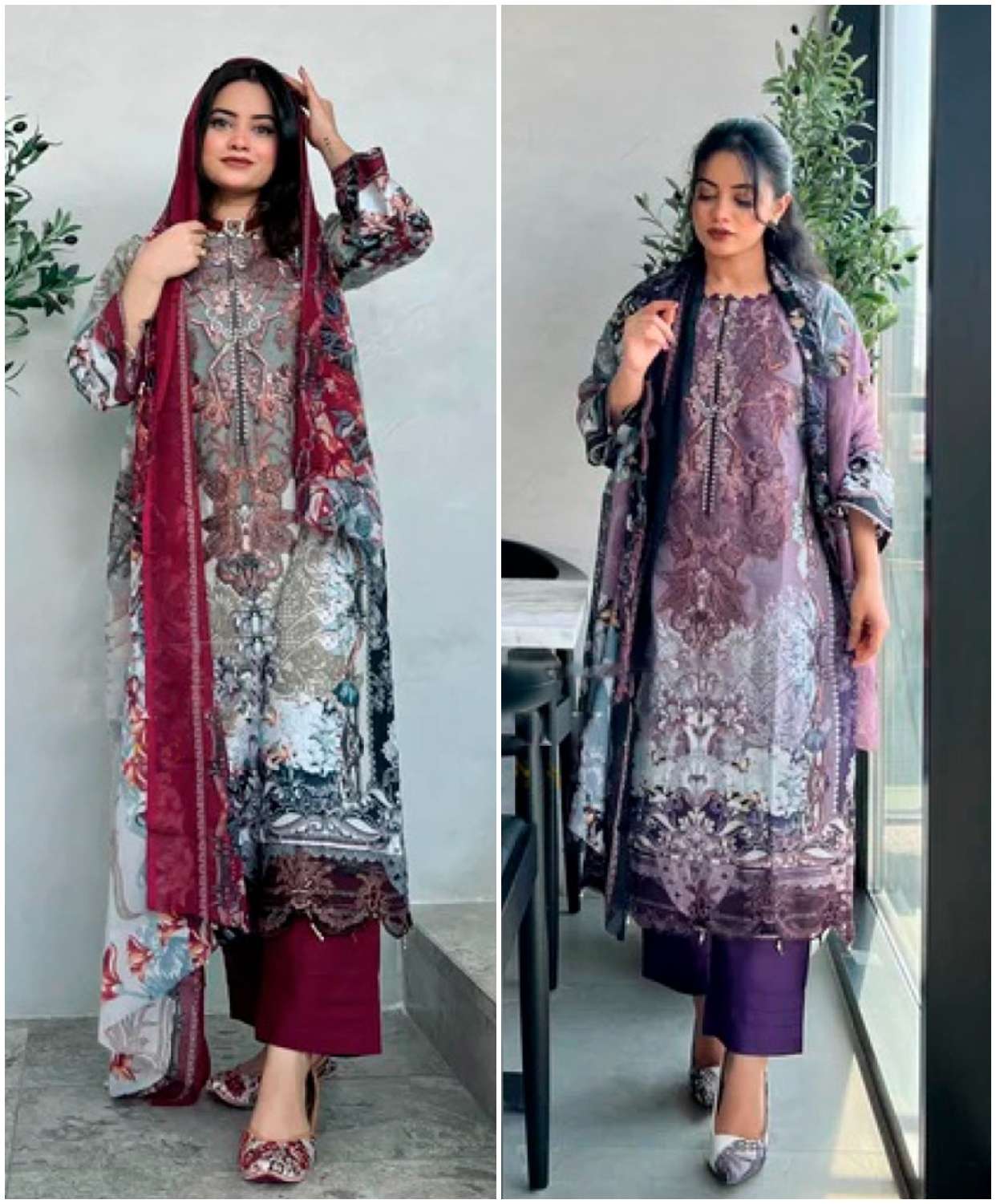 TAJ 439 & 440 HITS BY TAJ CREATION PURE COTTON PRINT WORK PAKISTANI DRESSES