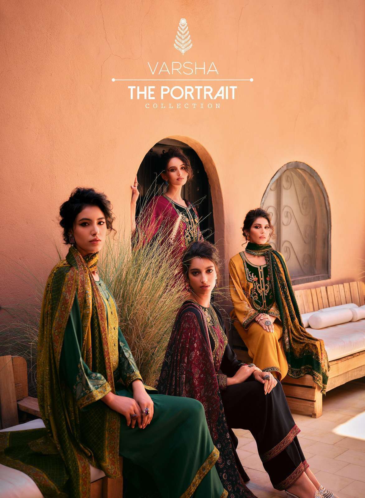 THE PORTRAIT BY VARSHA 01 TO 04 SERIES PASHMINA SILK PRINT WORK WINTER WEAR DRESSES