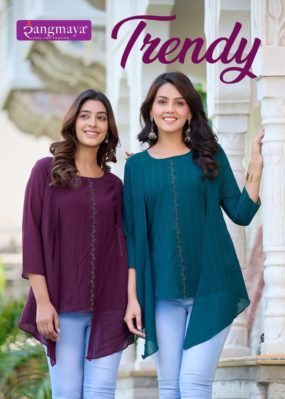 TRENDY BY RANGMAYA 101 TO 106 SERIES CHIFFON PRINT WORK TOPS