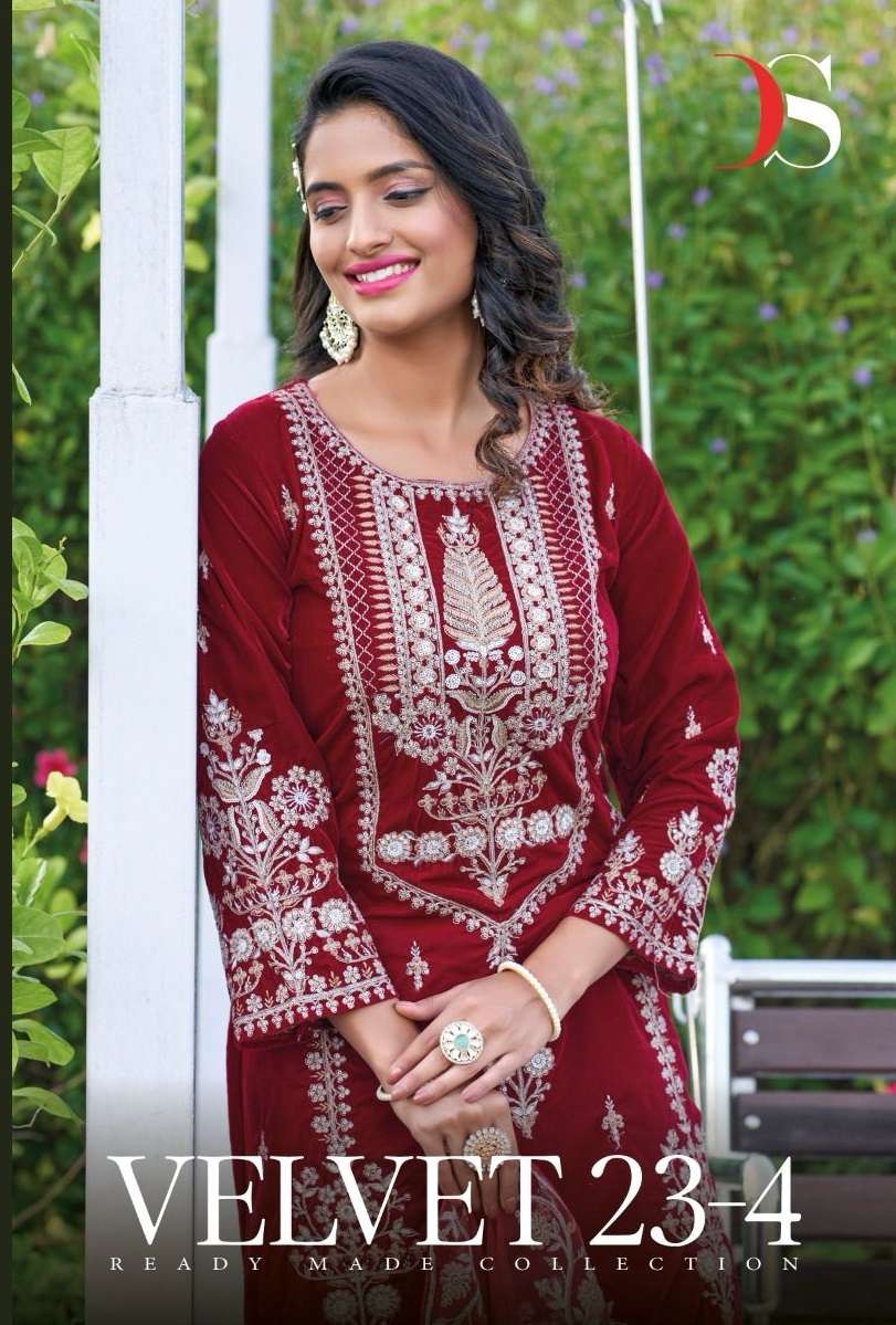 VELVET 23 VOL-4 BY DEEPSY SUITS 357 TO 360 SERIES VELVET EMBROIDERY WINTER WEAR DRESSES