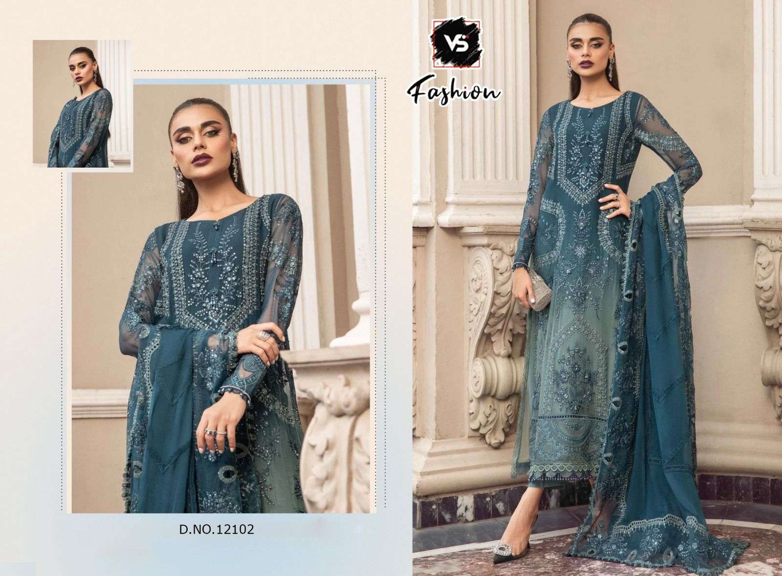 VS-12102 HIT DESIGN BY VS FASHION SHADED GEORGETTE WORK PAKISTANI DRESS