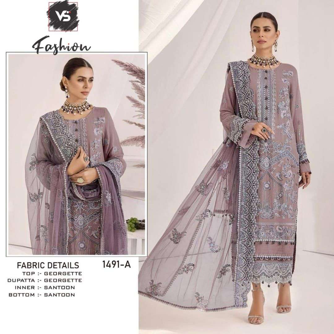 VS-1491 COLOURS BY VS FASHION GEORGETTE EMBROIDERY WORK PAKISTANI DRESSES