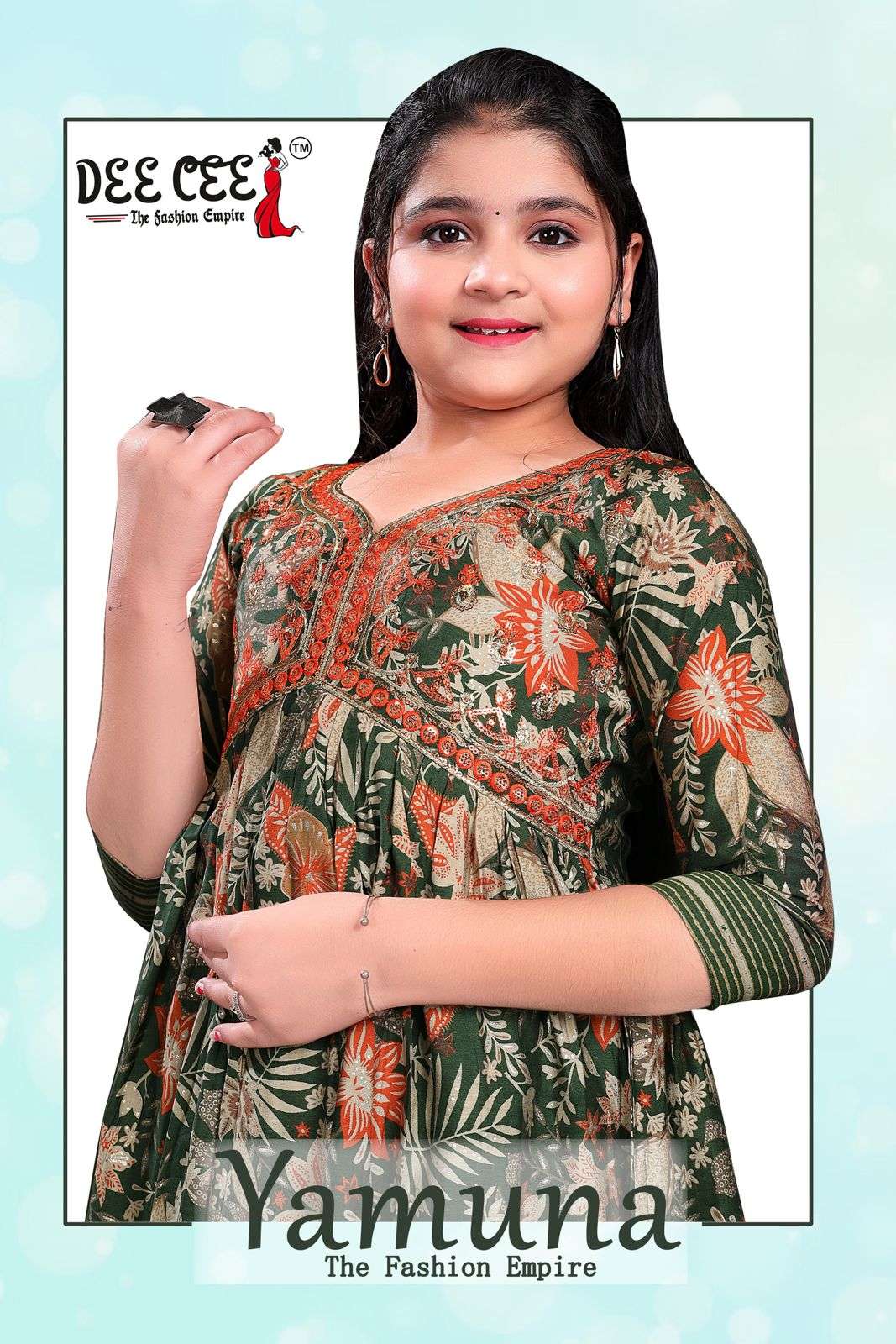 YAMUNA BY DEE CEE 101 TO 106 SERIES MODAL CHANDERI PRINT WORK KIDS READYMADE DRESSES