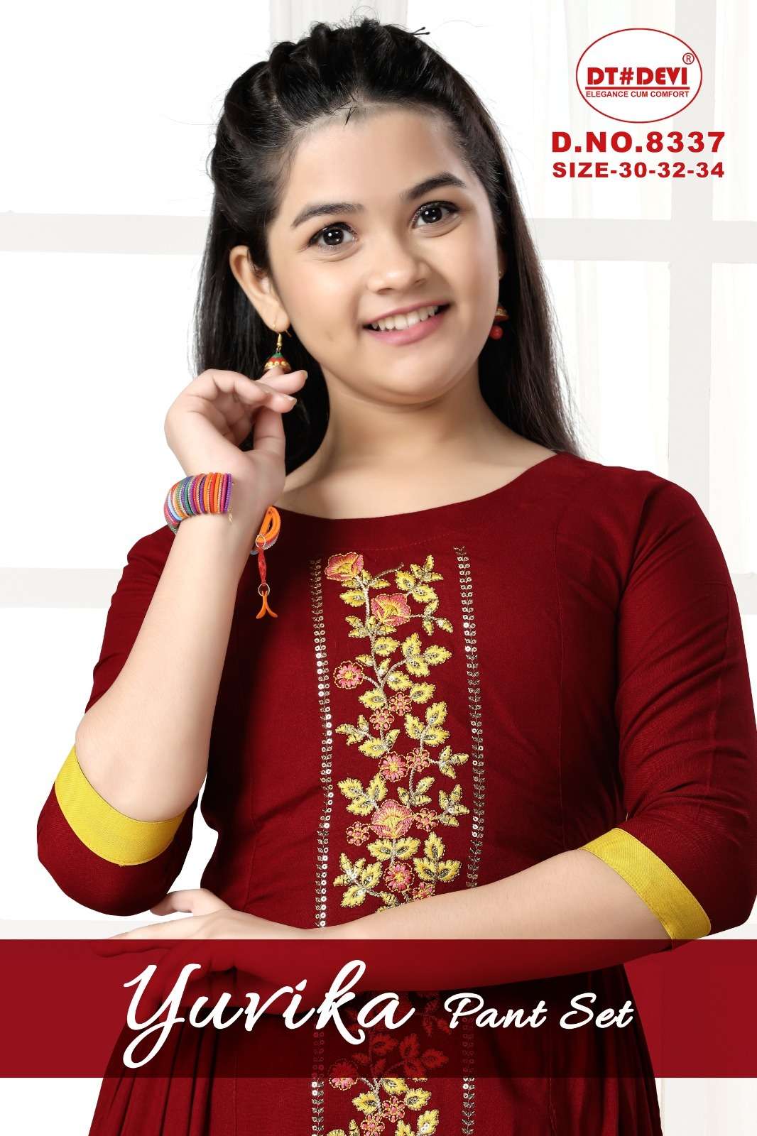 YUVIKA BY AQSAWHOLESALE 8337-A TO 8337-F SERIES RAYON WORK READYMADE KIDS DRESSES