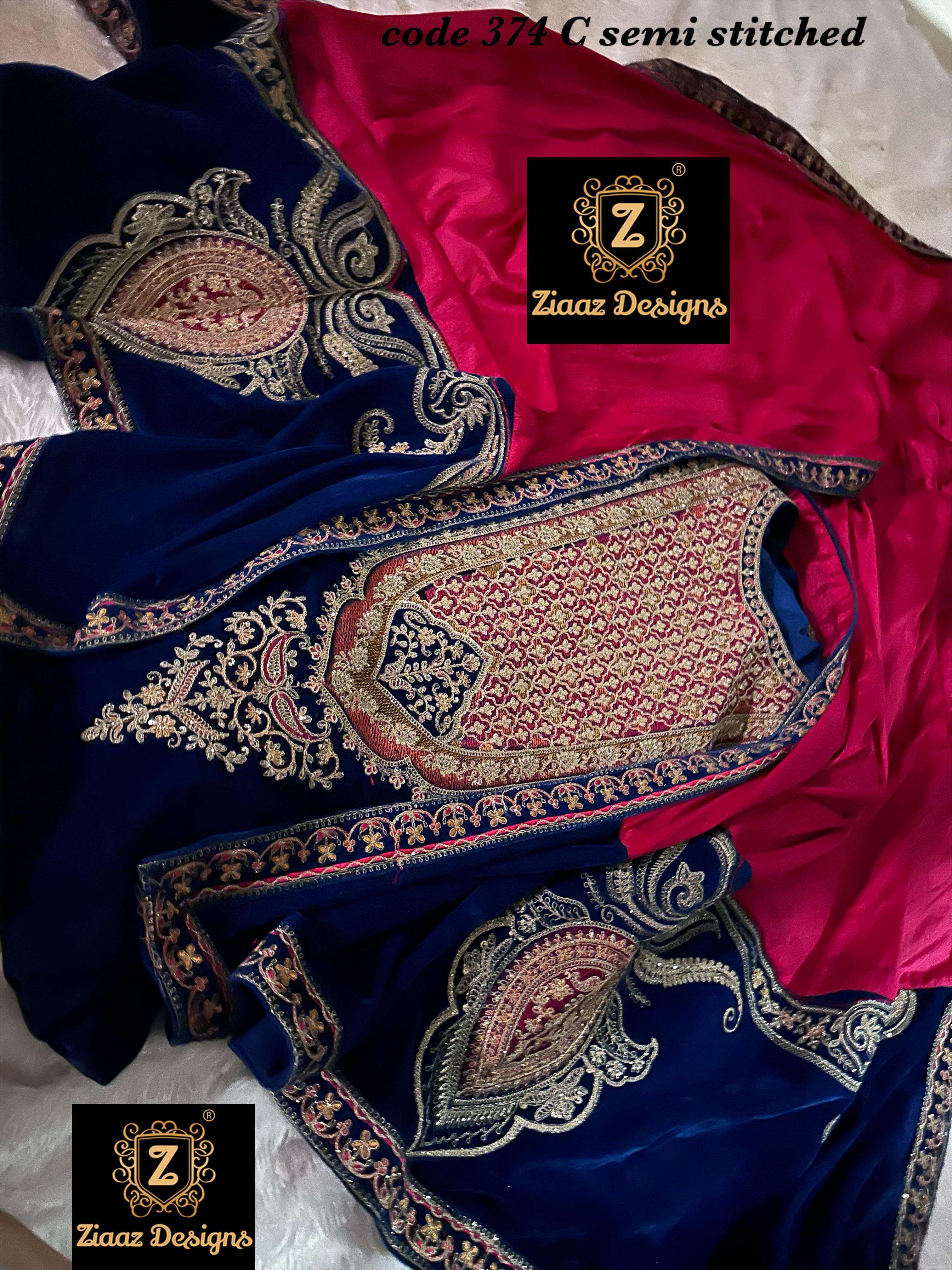 Z-374 C HIT DESIGN BY ZIAAZ DESIGNS VELVET EMBROIDERY WORK PAKISTANI DRESS