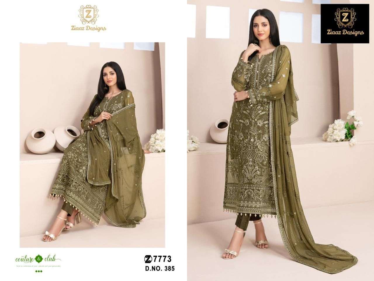 Z-385 HIT DESIGN BY ZIAAZ DESIGNS GEORGETTE EMBROIDERY WORK PAKISTANI DRESS