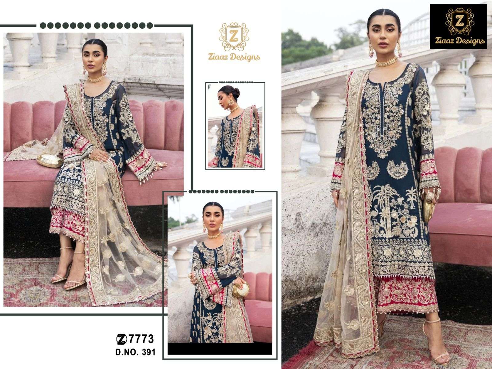 Z-391 HIT DESIGN BY ZIAAZ DESIGNS GEORGETTE HEAVY EMBRODIERY WORK PAKISTANI DRESS